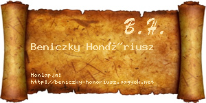 Beniczky Honóriusz névjegykártya